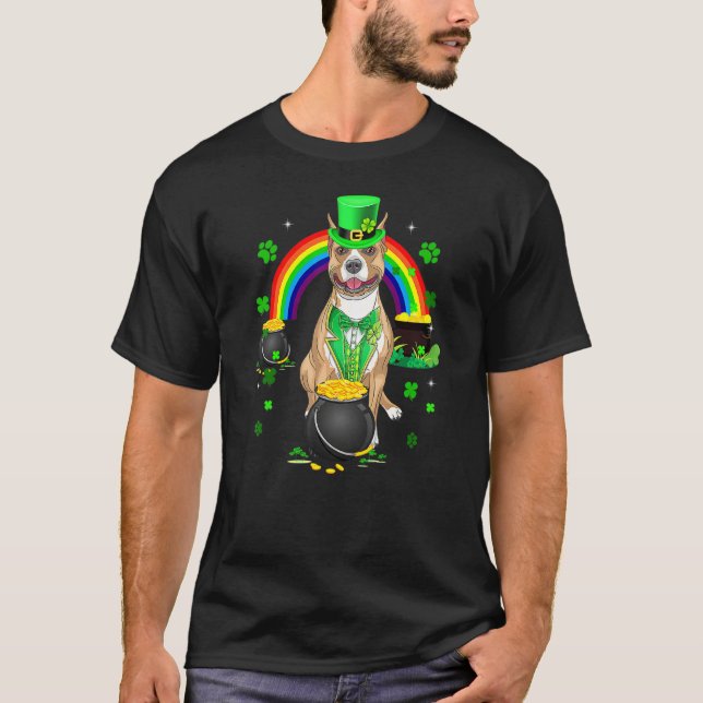 Camiseta Funny Pit Bull Leprechaun Shamrock St Patrick's Da (Anverso)