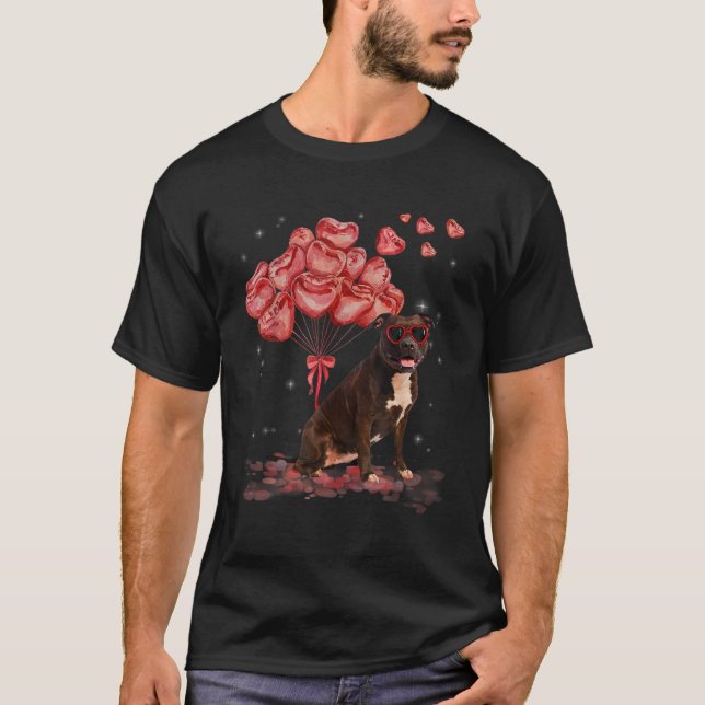 Camiseta Funny Pitbull Día de San Valentín Perro Papá Mamá  (Anverso)