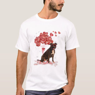 Camiseta Funny Pitbull Día de San Valentín Perro Papá Mamá 