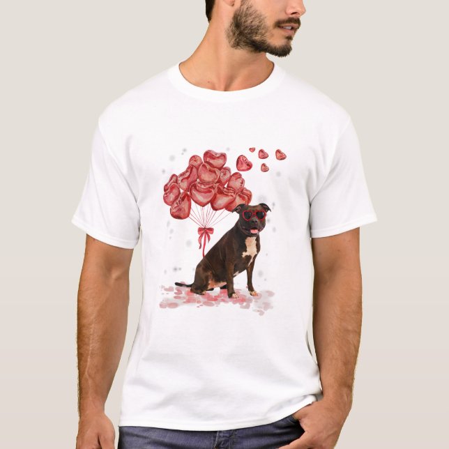 Camiseta Funny Pitbull Día de San Valentín Perro Papá Mamá  (Anverso)