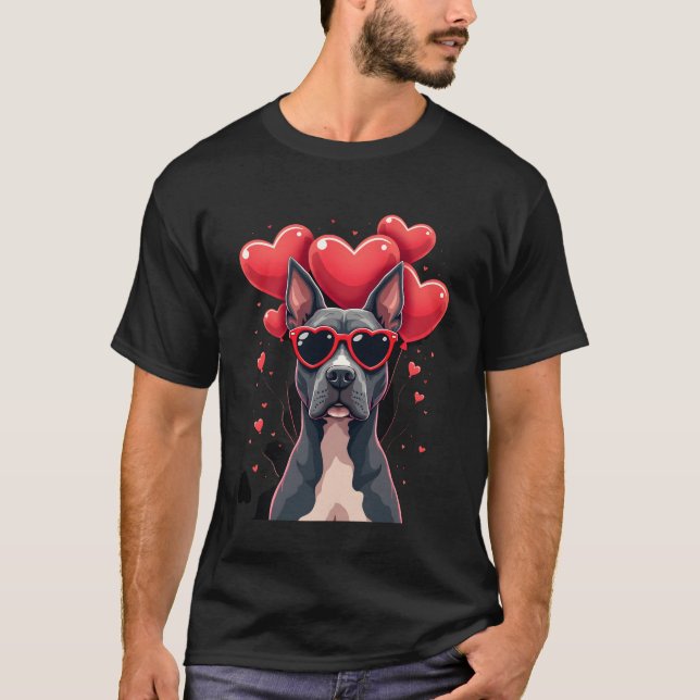 Camiseta Funny Pitbull Heart Valentines Day Dog Dad Mom Gif (Anverso)