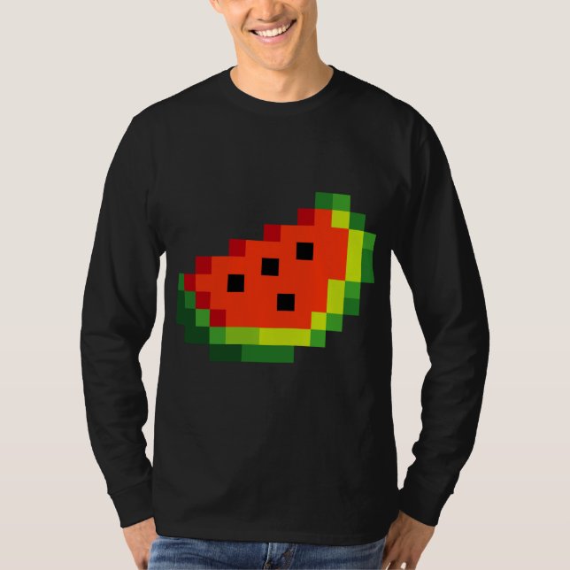 Camiseta Funny Pixel Watermelon - Retro 8 - juego de arcade (Anverso)