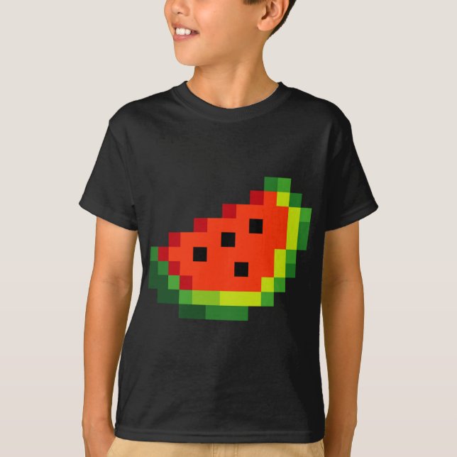 Camiseta Funny Pixel Watermelon - Retro 8 - juego de arcade (Anverso)