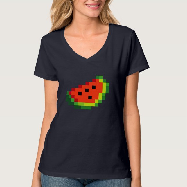 Camiseta Funny Pixel Watermelon - Retro 8 - juego de arcade (Anverso)
