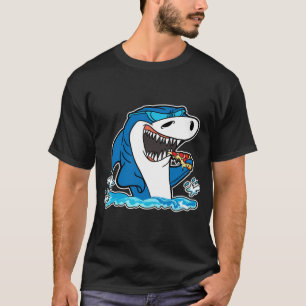 Camiseta Funny Pizza Eating Shark Design Guay Shark Lover