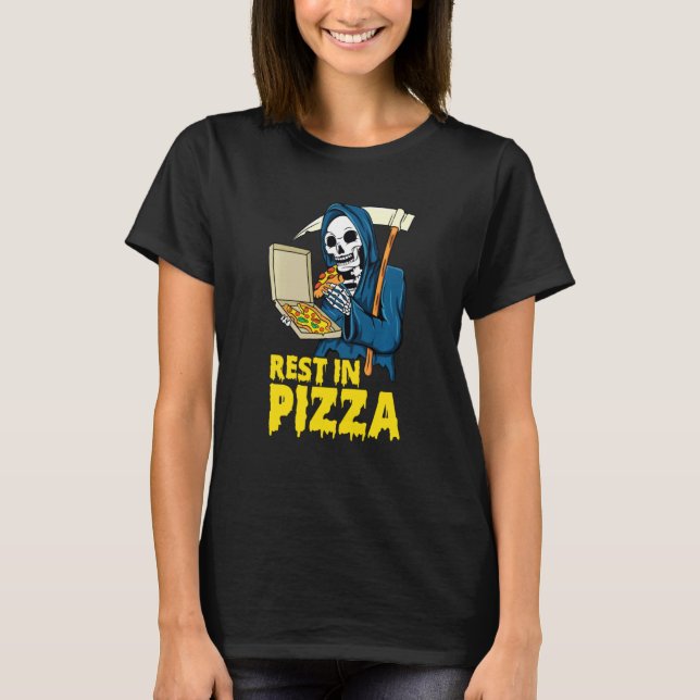 Camiseta Funny Pizza Grim Reaper Descansa En Pizza Hallowee (Anverso)