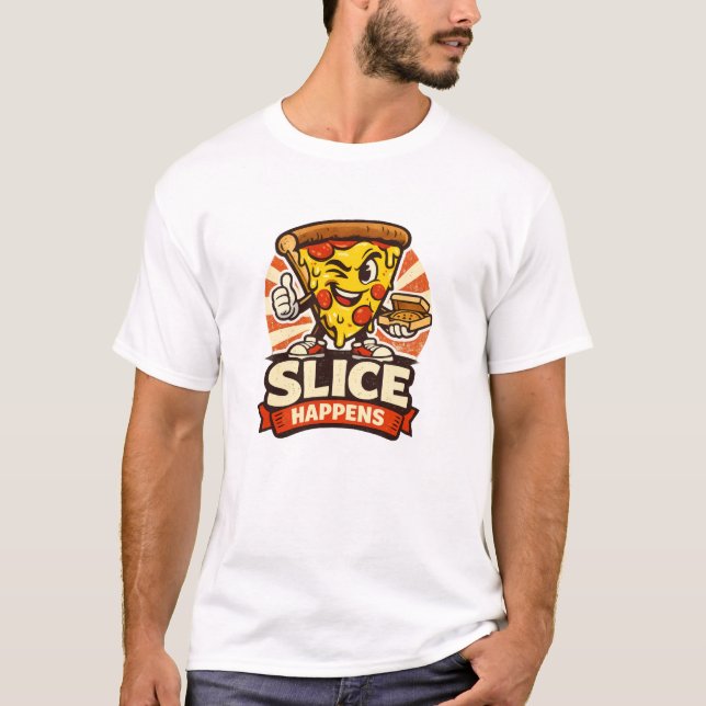 Camiseta Funny Pizza Lover Shirt – Slice Happens Retro Cart (Anverso)