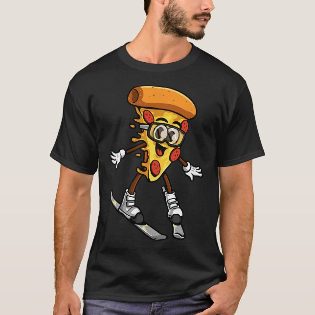 Camiseta Funny Pizza Ski Cheesy Pie Foodie Skiing Instructo (Anverso)