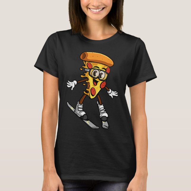 Camiseta Funny Pizza Ski Cheesy Pie Foodie Skiing Instructo (Anverso)