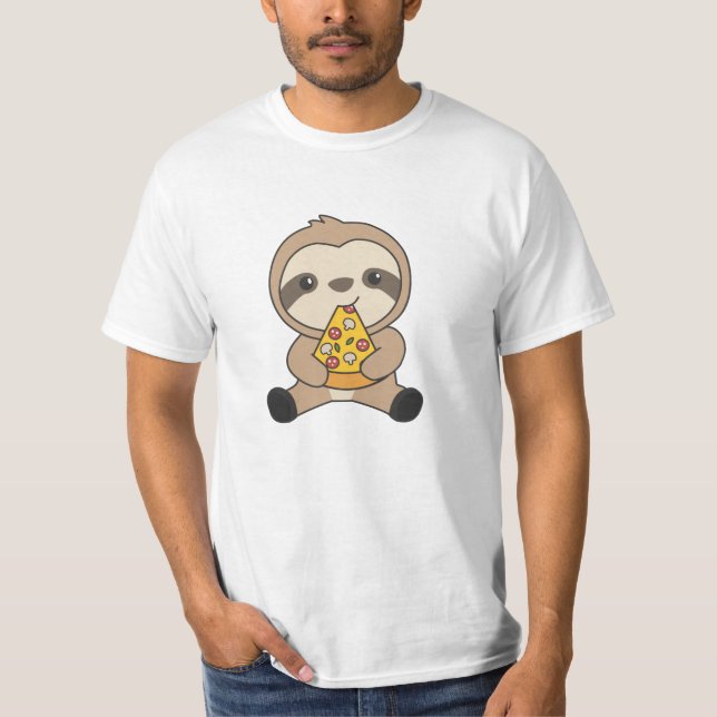 Camiseta Funny Pizza Sloth Pizzas Fast Food Cute Animals (Anverso)