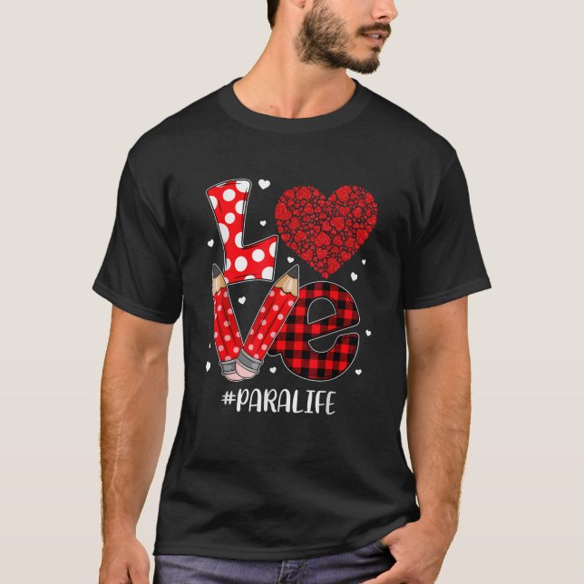 Camiseta Funny Plaid Heart LOVE Para Life Valentine Day Chr (Anverso)