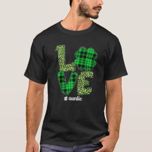 Camiseta Funny Plaid Shamrock Love Auntie Leopard St Patric