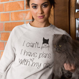 Camiseta Funny Plans With My Cat Cute Drawing Typography