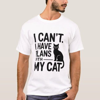 Camiseta Funny Plans With My Cat Cute Drawing Typography T-