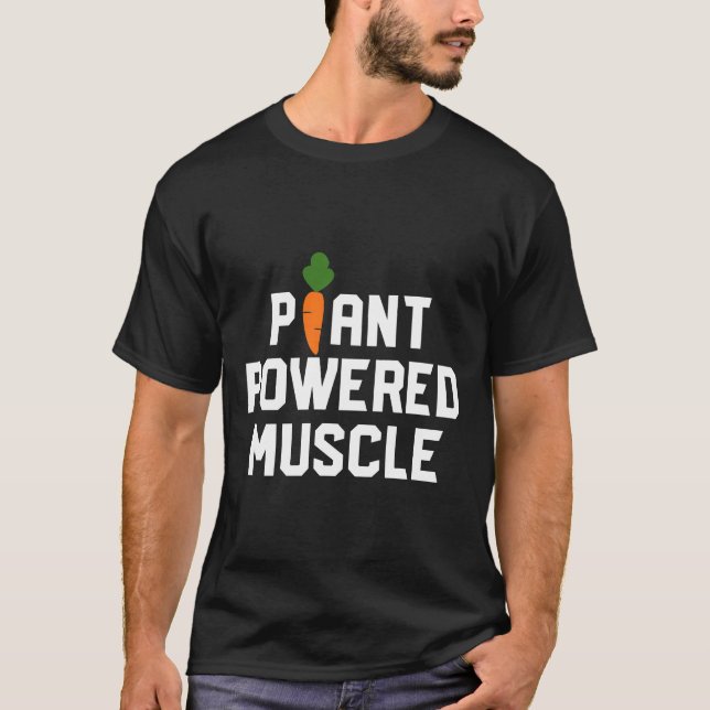 Camiseta Funny planta de diseño vegano con poder muscular (Anverso)