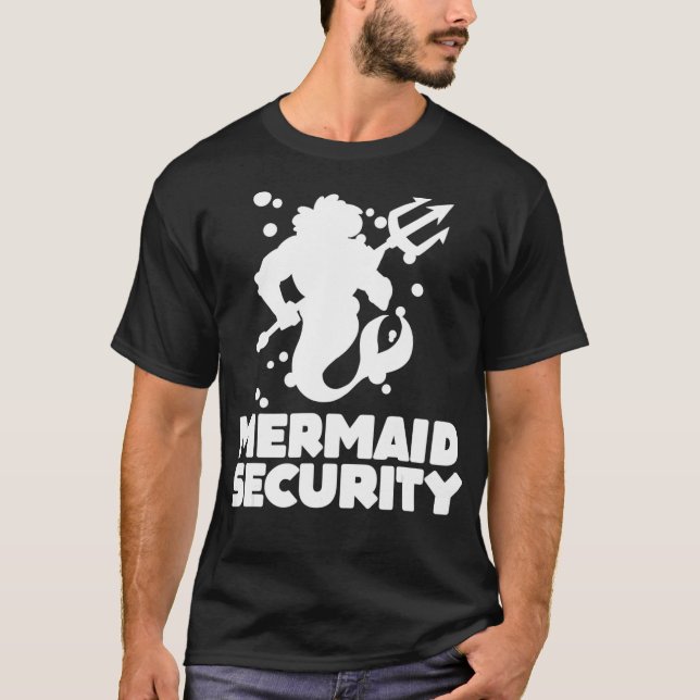 Camiseta Funny playa Merman Mermaid Security Swimming Beach (Anverso)
