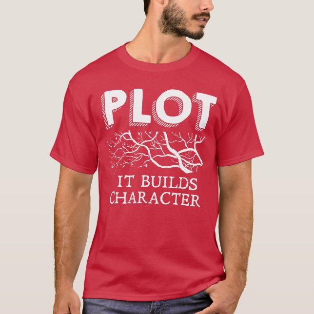 Camiseta Funny Plot It Builds Character Book Reading Teache (Anverso)