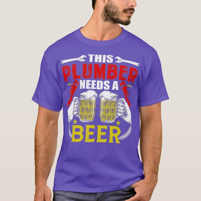 Camiseta Funny Plumber Chiste Beer Drinker Craftsman (Anverso)