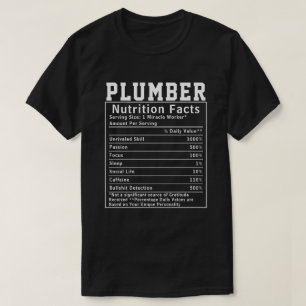 Camiseta Funny Plumber Nutrition Facts El regalo del trabaj
