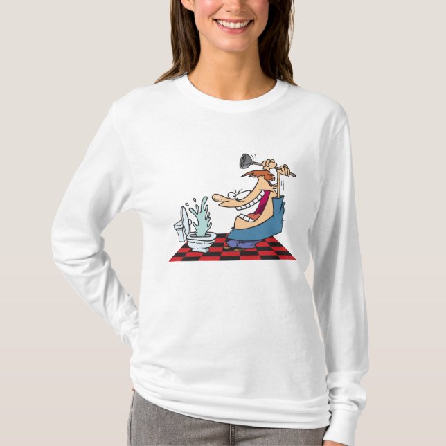 Camiseta Funny Plumber with Toilet Plunge Humor (Anverso)