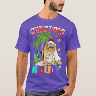 Camiseta Funny Pomeranian en Navidades de lentes de sol de