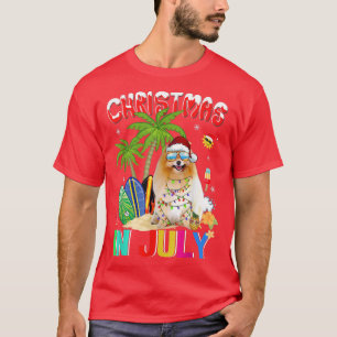Camiseta Funny Pomeranian en Navidades de lentes de sol de