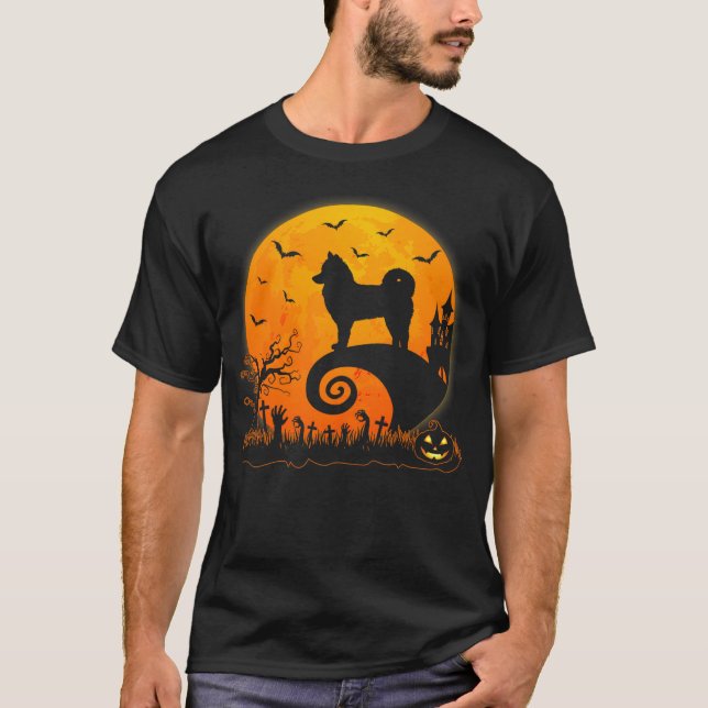 Camiseta Funny Pomsky Dog Moon Halloween Dog Lover (Anverso)