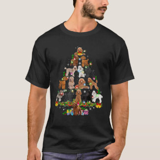 Camiseta Funny Poodle Christmas Tree Ornamour Decor Xmas Do