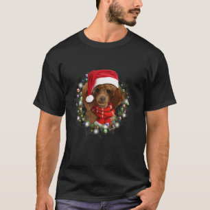 Camiseta Funny Poodle Santa Hat Navidades enciende Xmas Dog