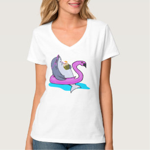 Camiseta Funny Pool Side Pink Swan Float   Fin de semana de