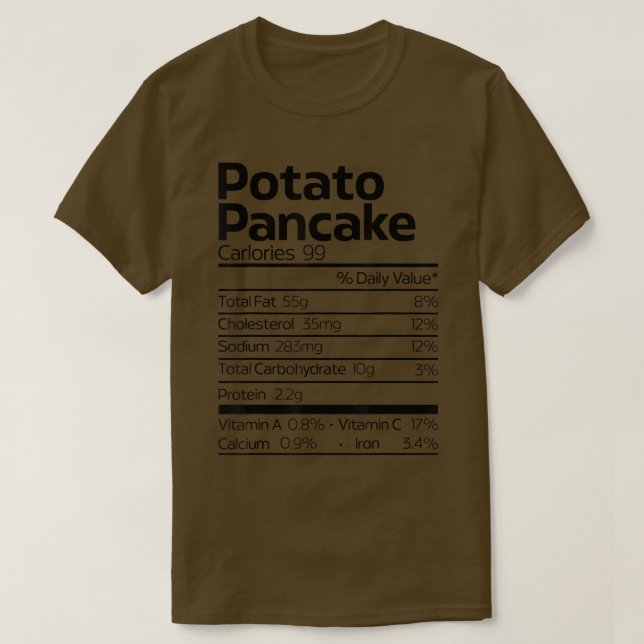 Camiseta Funny Potato Pancake Nutrition Fact Christmas Hanu (Diseño del anverso)
