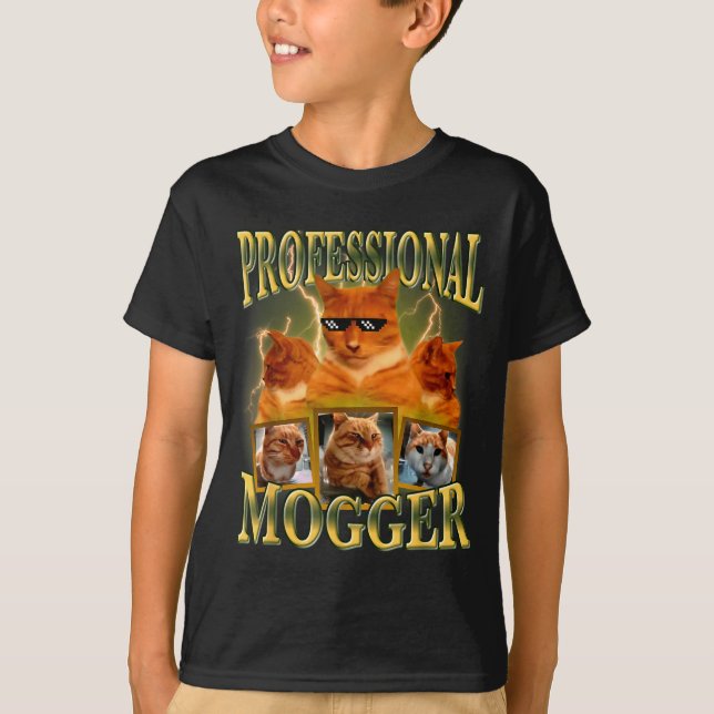 Camiseta Funny Professional Mogger Cat Meme Mewing Looksmax (Anverso)