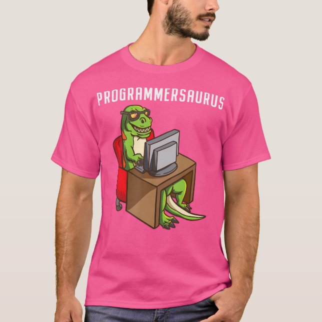 Camiseta Funny Programador T Rex Dinosaur Programación Codi (Anverso)