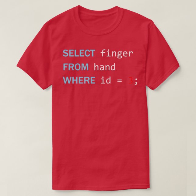 Camiseta Funny Programming Geek Select Finger From Hand (Diseño del anverso)
