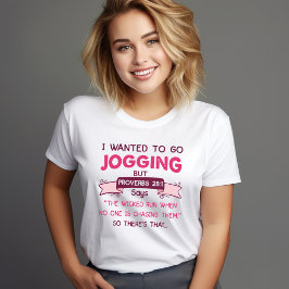 Camiseta Funny Proverbs 28:1 Jogging Shirt – Christian Humo