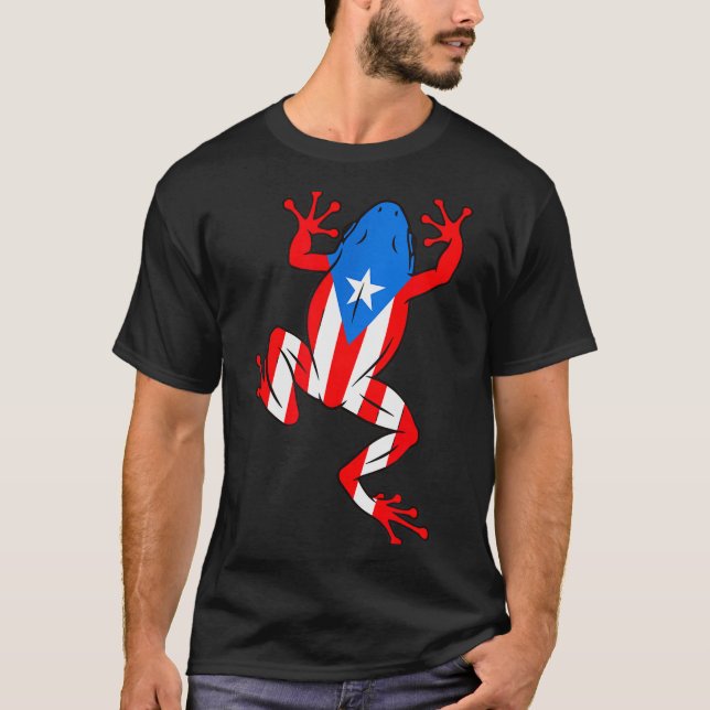Camiseta Funny Puerto Rico Coqui Frog Puerto Rican Flag Bor (Anverso)