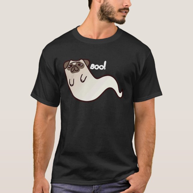 Camiseta Funny Pug Dog Ghost BOO Halloween Scary spooky T (Anverso)