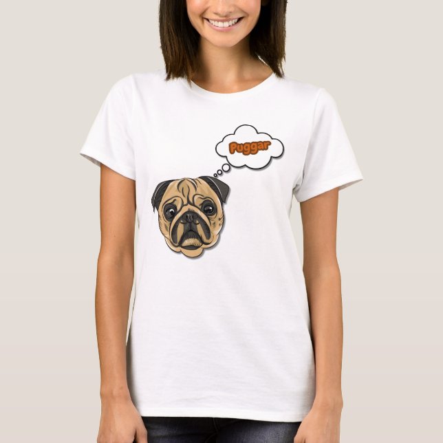 Camiseta Funny Pug Dog Thought Cloud Puggar Slogan T-Shirt (Anverso)
