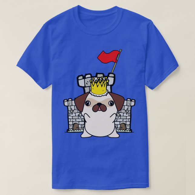 Camiseta Funny Pug Es El Rey Del Castillo (Diseño del anverso)