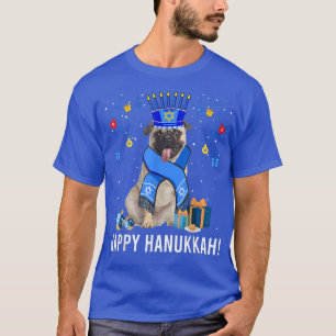 Camiseta Funny Pug Menorah Gorras Navidades Feliz Hanukkah