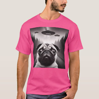 Camiseta Funny Pug Ufo Selfie Meme Alien