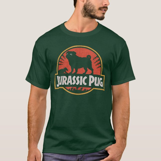 Camiseta Funny Pugs Jurassic Pug for Dog Lovers family frie (Anverso)