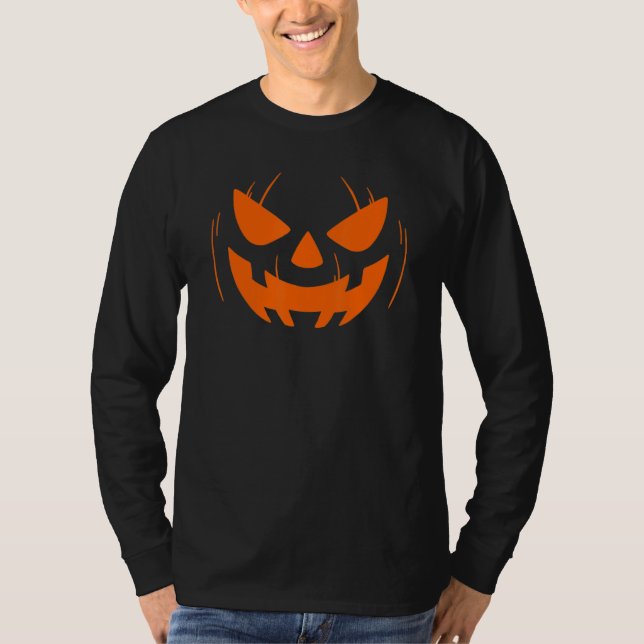 Camiseta Funny Pumkin Face Naranja Scary Halloween Jack O L (Anverso)