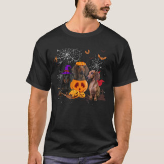 Camiseta Funny Pumpkin Witch Dachshund Matching Dog Hallowe