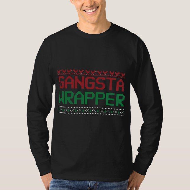 Camiseta Funny Pun Ugly Navidades Gangster Wraper (Anverso)