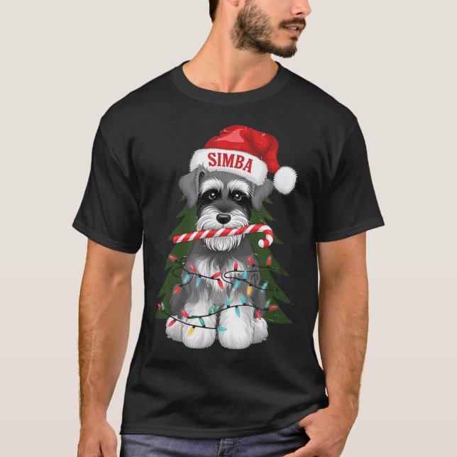 Camiseta Funny Puppy Dog Christmas Holiday With Candy Cane  (Anverso)