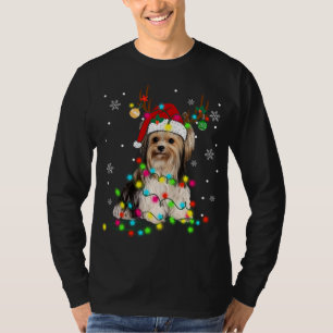 Camiseta Funny Puppy Lover Yorkshire Terrier Navidades Ligh