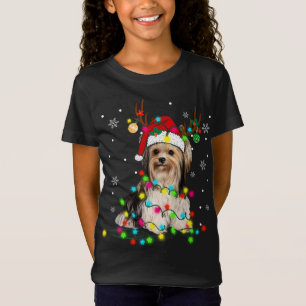 Camiseta Funny Puppy Lover Yorkshire Terrier Navidades Ligh
