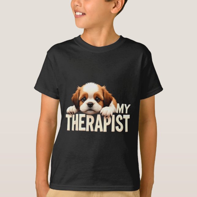 Camiseta Funny Puppy My Therast Shih Tzu Dog  (Anverso)