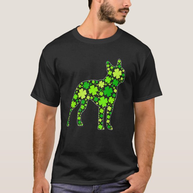 Camiseta Funny Puppy Shamrock Boston Terrier Dog St Patrick (Anverso)